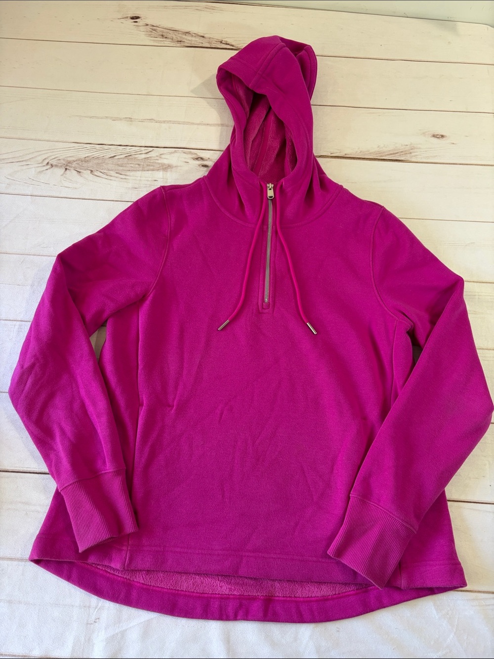 Athleta Women's Fuchsia Half-Zip Fleece Lined Hoodie
